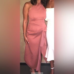 Blush pink dress with asymmetrical slip